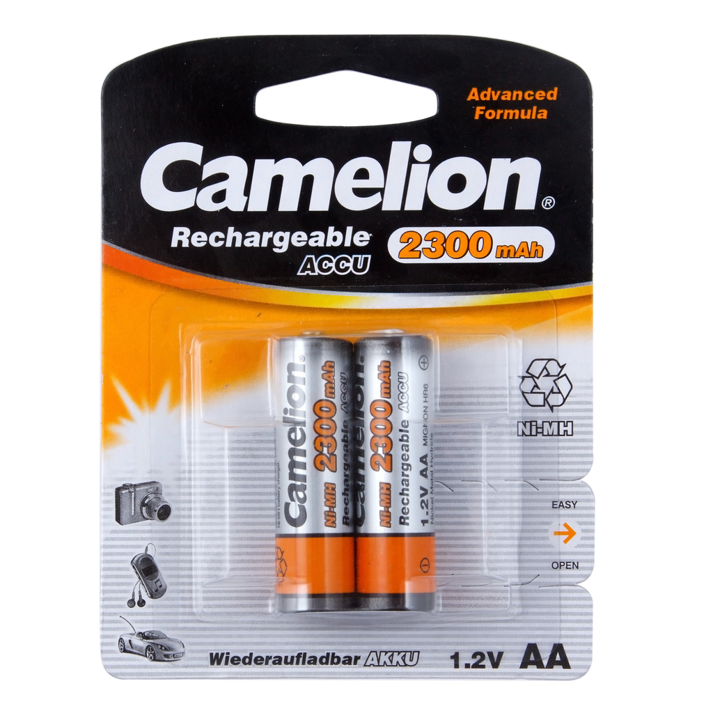 Батарейка AA HR6 1.2V аккумулятор Ni-MH 2300mAh блистер (2шт.) CAMELION C-230AAKCбл аккумулятор camelion r 3 aaa 800 mah ni mh bl 2 шт 1шт camelion nhaaa800bp2