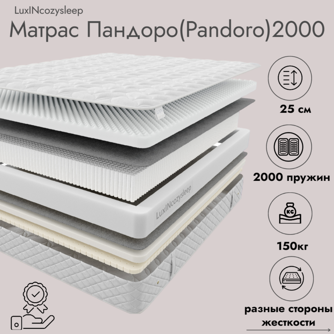 

Матрас LuxINcozysleep Комфорт Пандоро 2000 160х200, Белый, Пандоро 2000