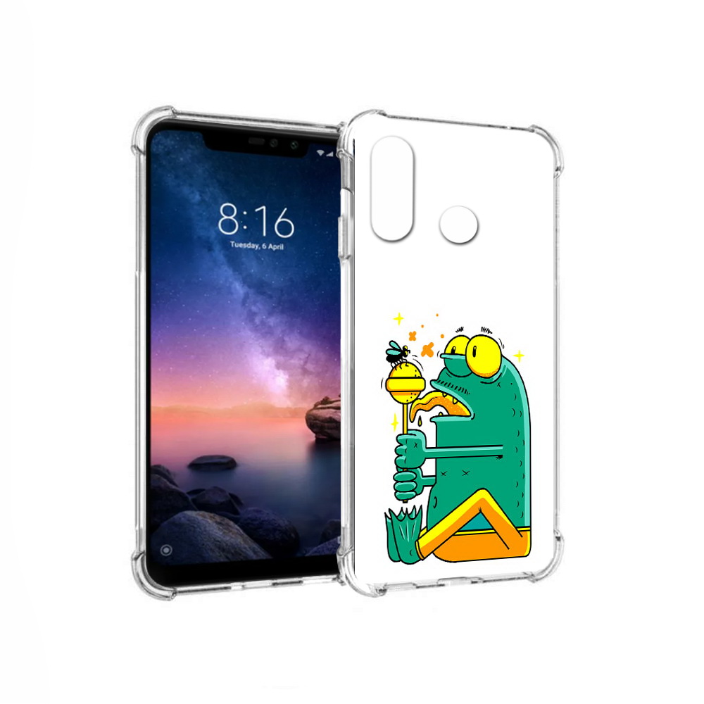 

Чехол MyPads Tocco для Xiaomi Redmi Note 6 Зеленая лягушка с чупа чупсом (PT118671.310.85), Прозрачный, Tocco