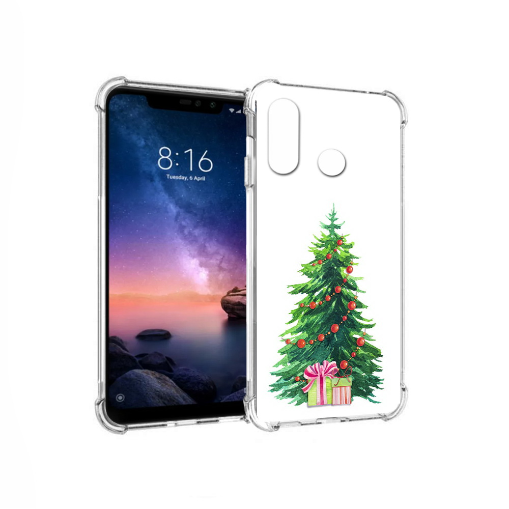 

Чехол MyPads Tocco для Xiaomi Redmi Note 6 Елка новогодняя с подарками акварель, Прозрачный, Tocco