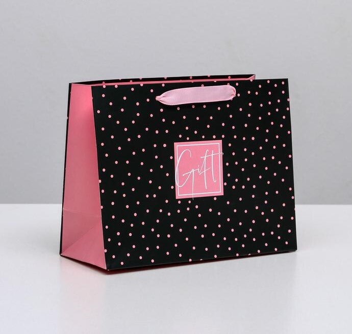 

Пакет подарочный ламинированный горизонтальный Gift, MS 23x18x10 см, Черный
