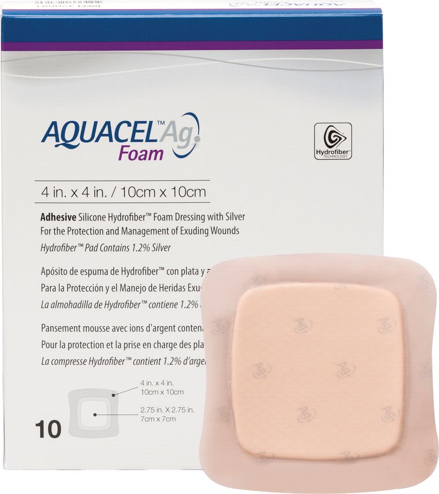 фото Повязка с серебром на основе гидрофайбер convatec aquacel ag foam 12,5х12,5 см