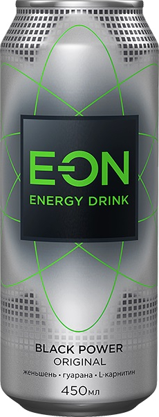 фото Напиток e-on black power energy drink безалкогольный газированный 450 мл 12 шт