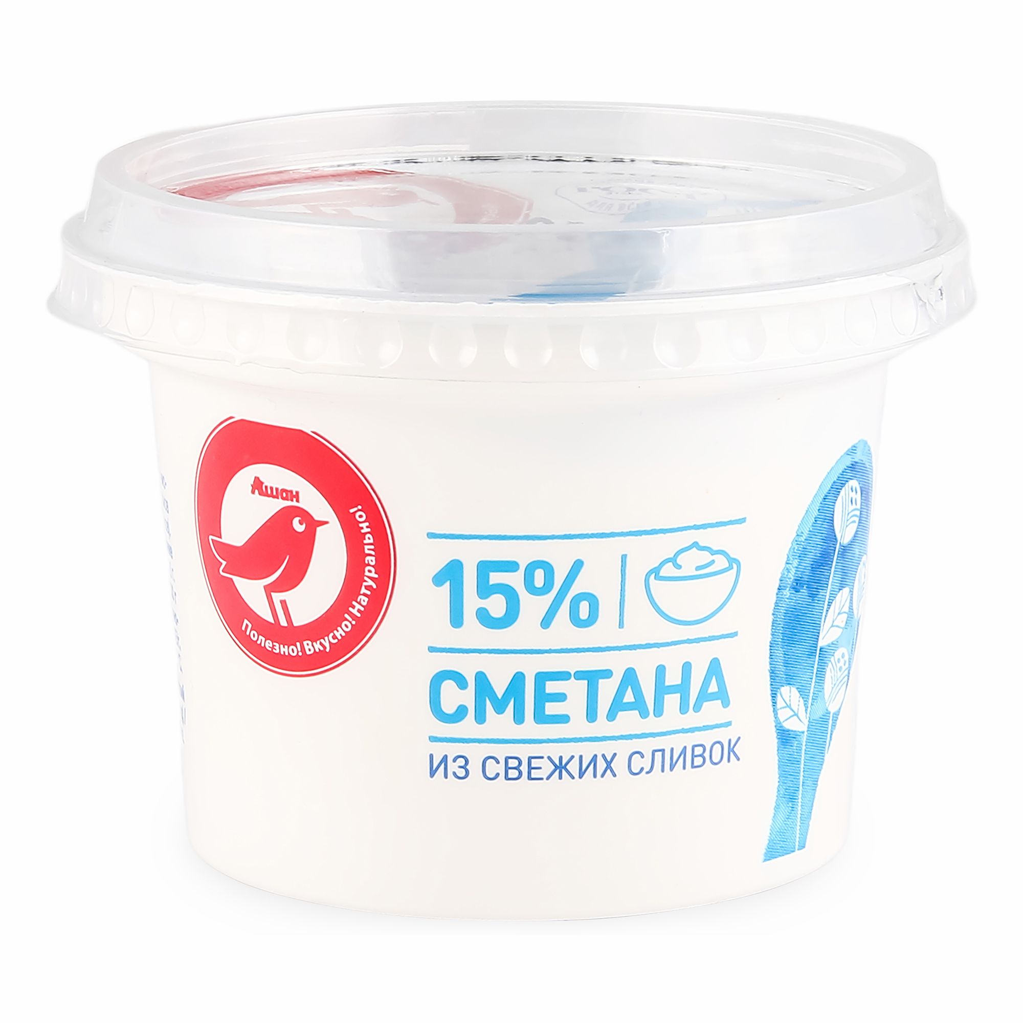 Сметана 15% АШАН Красная птица БЗМЖ 200 г