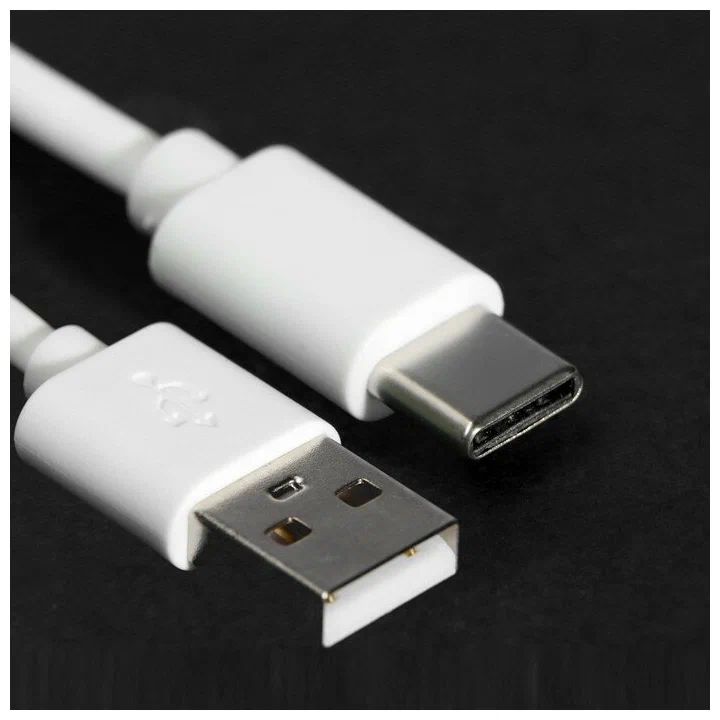 Кабель Windigo Type-C - USB, 3 А, зарядка/передача данных, TPE оплетка, 1 м, белый