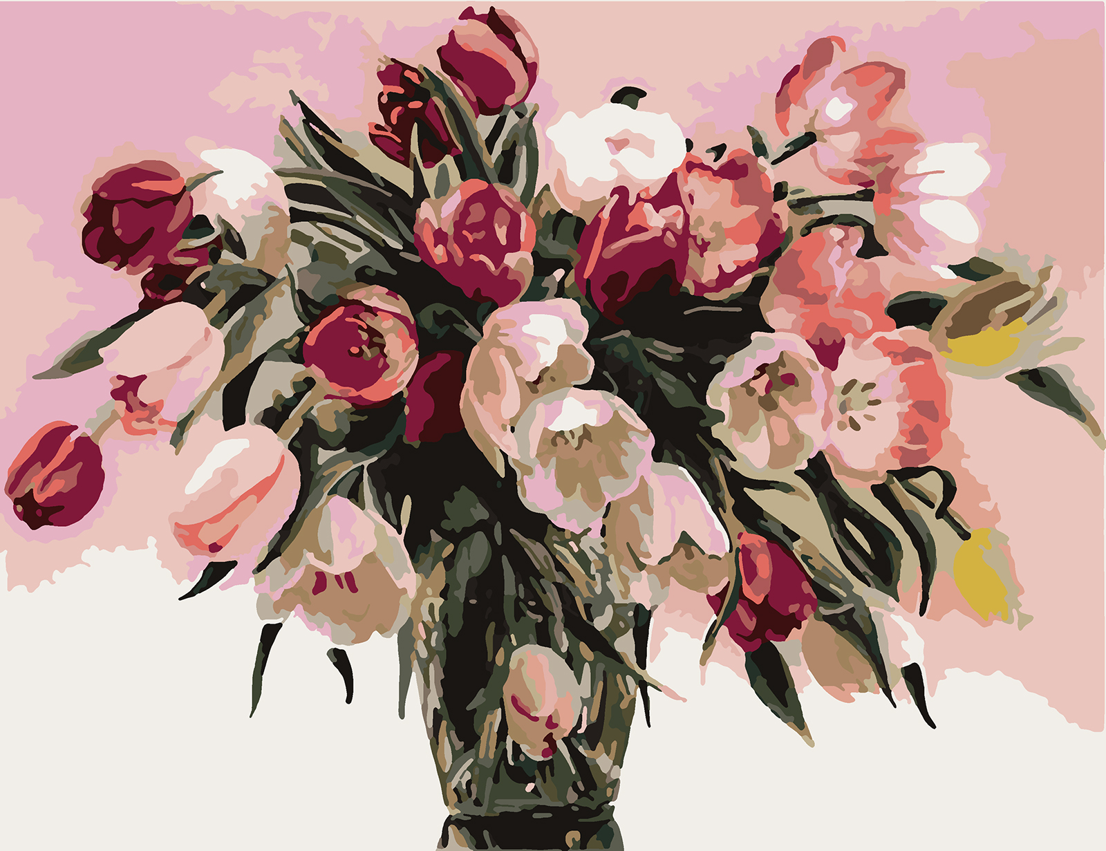 фото Картина по номерам красиво красим разноцветные тюльпаны, 30 х 40 см