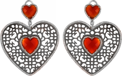 

Серьги женские из серебра Джей Ви AES34102W, агат/фианит, AES34102W
