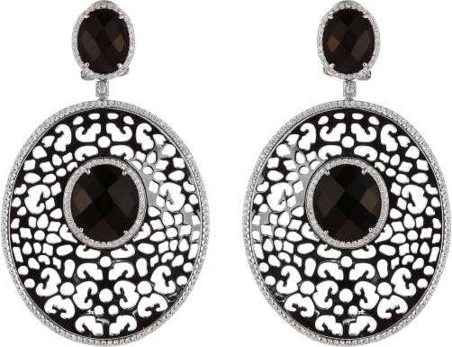 

Серьги женские из серебра Джей Ви AES34100W, оникс/фианит, AES34100W