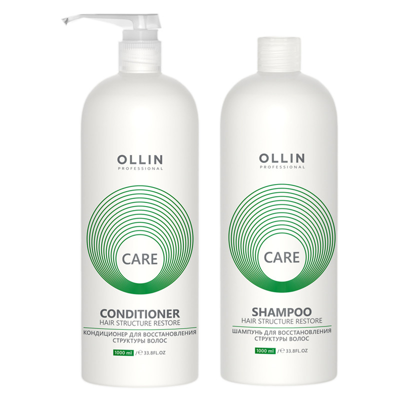 Набор для восстановления волос Ollin Professional Care restore 1л 2 шт сильный дуэт для восстановления волос la biosthetique structure restoring treatment