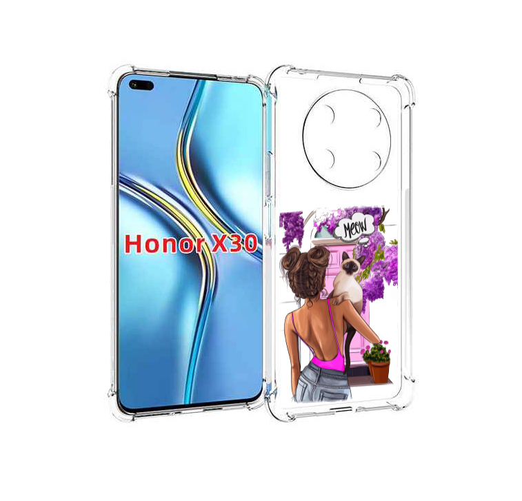 

Чехол MyPads Девушка-с-котиком женский для Honor X30 / Magic4 Lite 5G, Прозрачный, Tocco