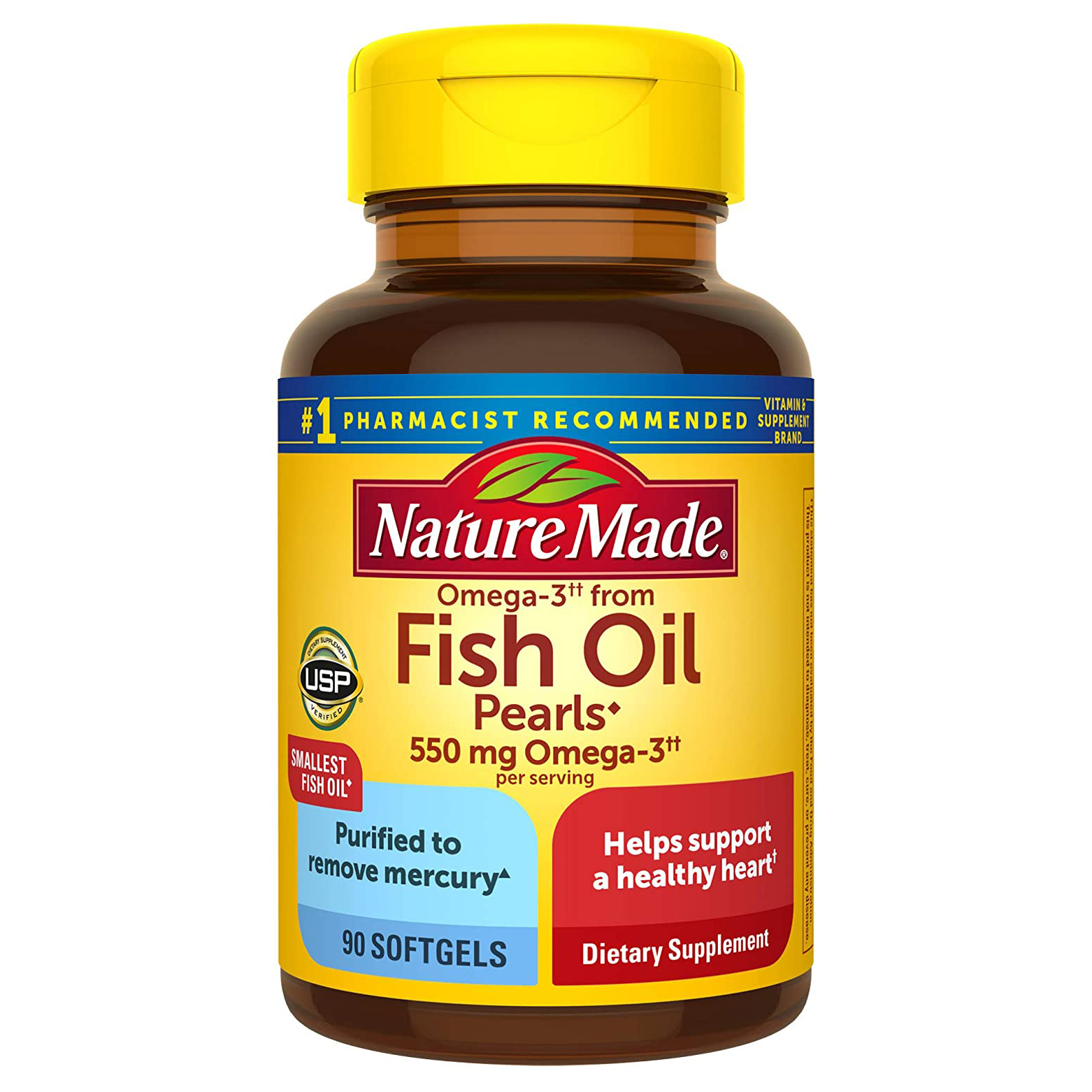

Рыбий жир Nature Made Fish Oil Pearls капсулы 550 мг 90 шт., Fish Oil Pearls 550 mg