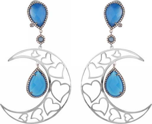 

Серьги женские из серебра Джей Ви AES34252W, фианит/агат, AES34252W