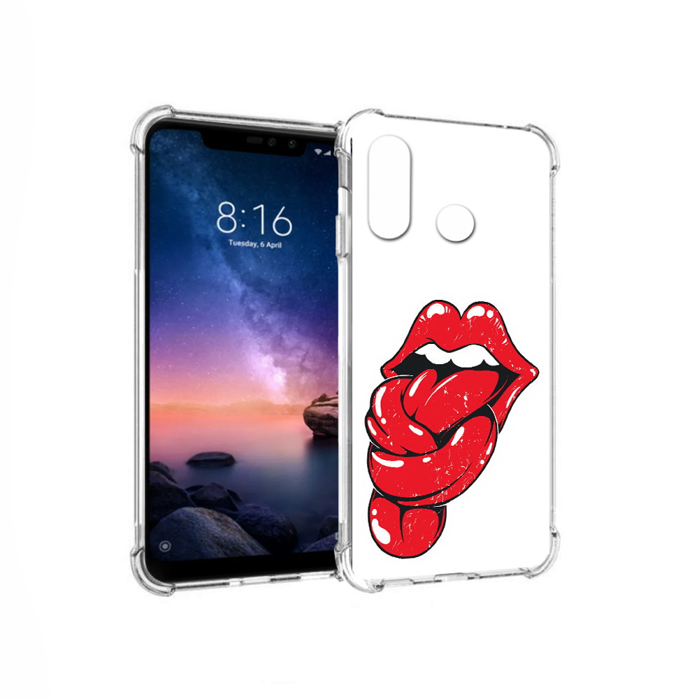 

Чехол MyPads Tocco для Xiaomi Redmi Note 6 яркие губы с языком (PT118671.310.705), Прозрачный, Tocco