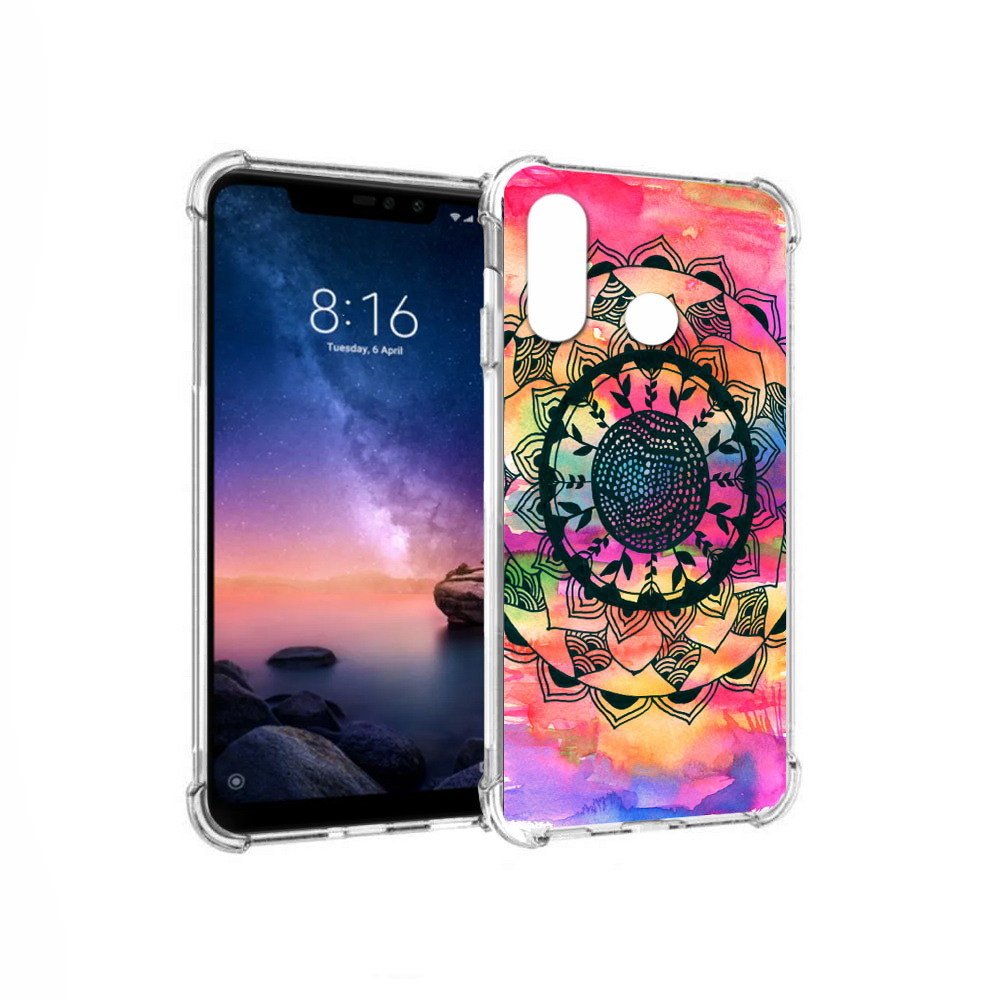 

Чехол MyPads Tocco для Xiaomi Redmi Note 6 яркая абстракция круглый цветок, Прозрачный, Tocco