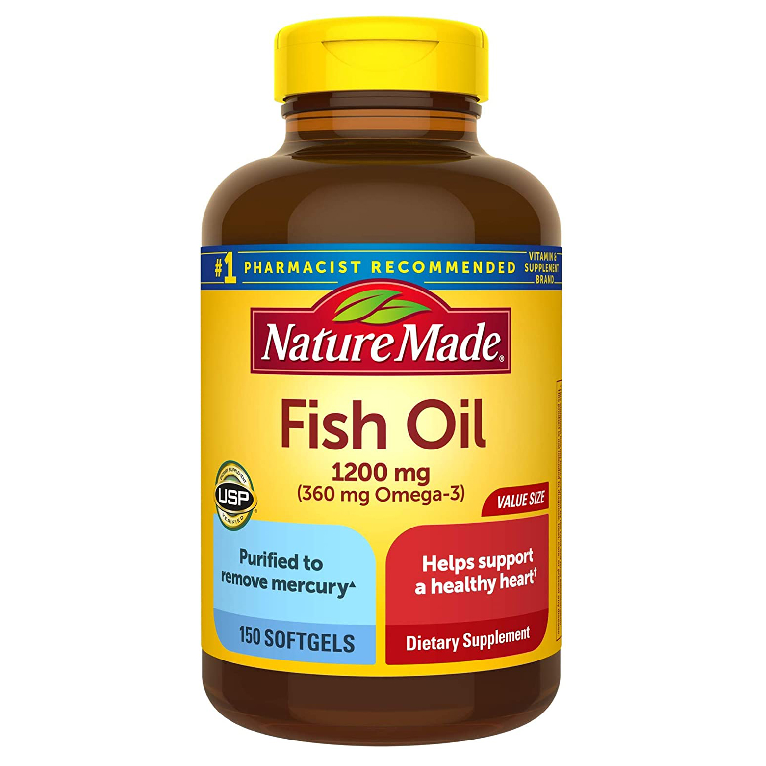 

Рыбий жир Nature Made Fish Oil капсулы 1200 мг 150 шт., Fish Oil 1200 mg