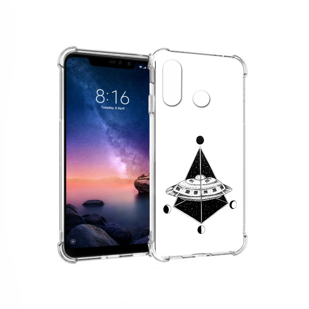 

Чехол MyPads Tocco для Xiaomi Redmi Note 6 черно белая летающая тарелка (PT118671.310.679), Прозрачный, Tocco