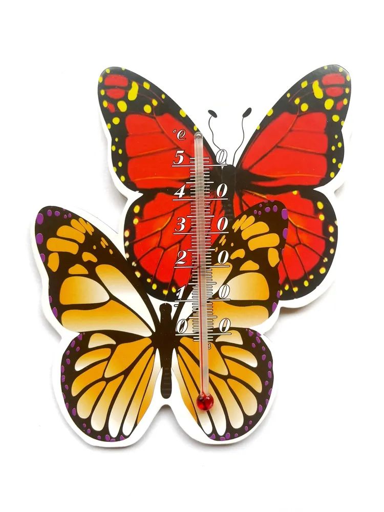 Термометр комнатный на магните ATLANFA Бабочки, красно-оранжевый