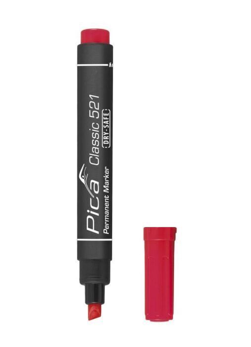 

Маркер Pica строительный DRY SAFE красный скошенный наконечник 2-6 мм MARKER 521 40, Черный