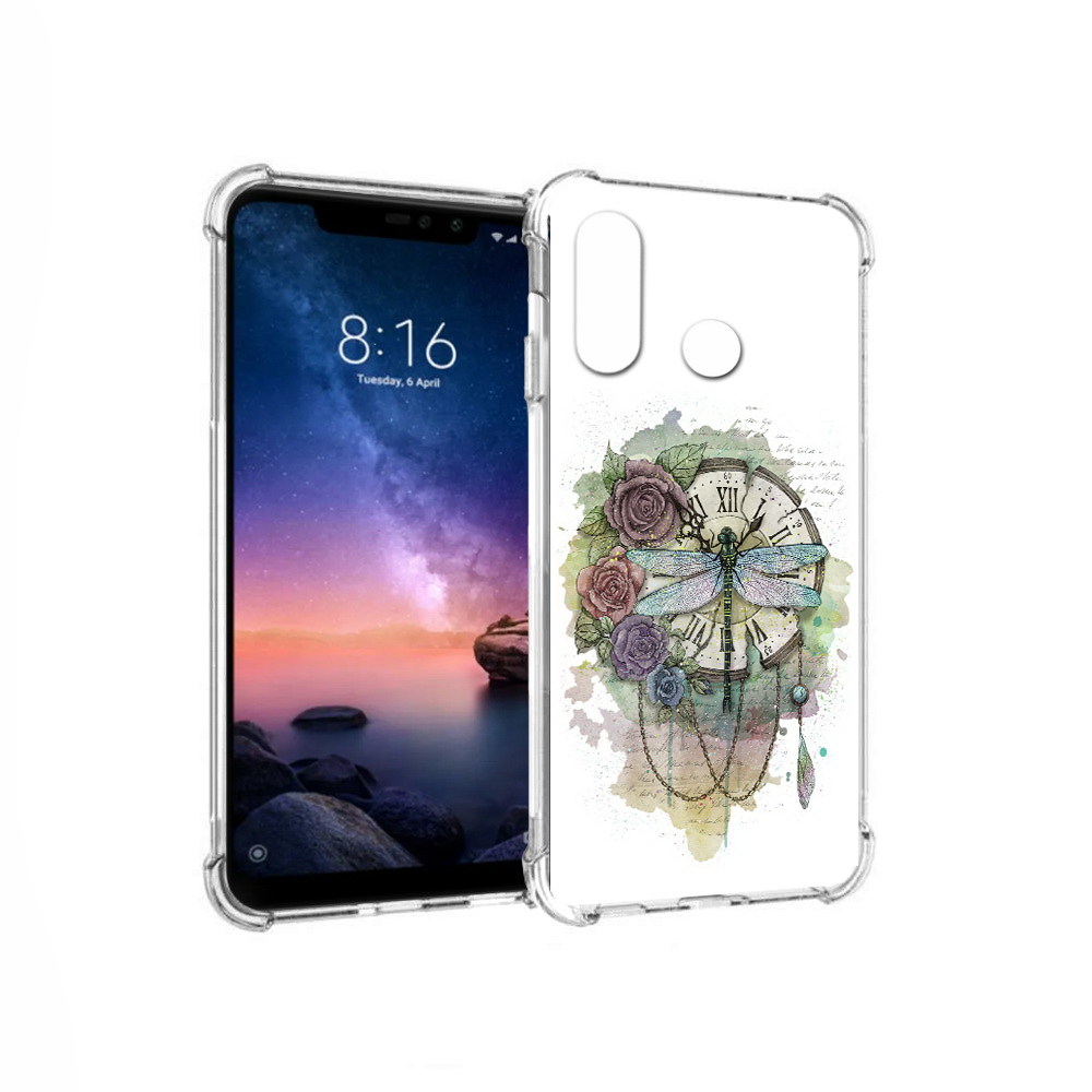 

Чехол MyPads Tocco для Xiaomi Redmi Note 6 старинные часы в цветах (PT118671.310.621), Прозрачный, Tocco