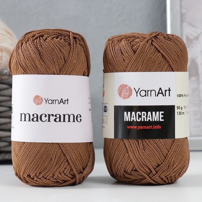 фото Пряжа "macrame макраме" 100% полиэстер 130м/90гр (151 коричневый) yarnart