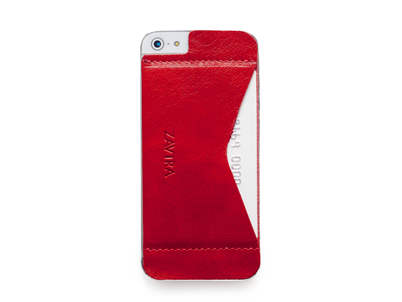 фото Накладка-кошелек zavtra для iphone 5 / 5s / se, из натуральной кожи (zav02i5red), красный