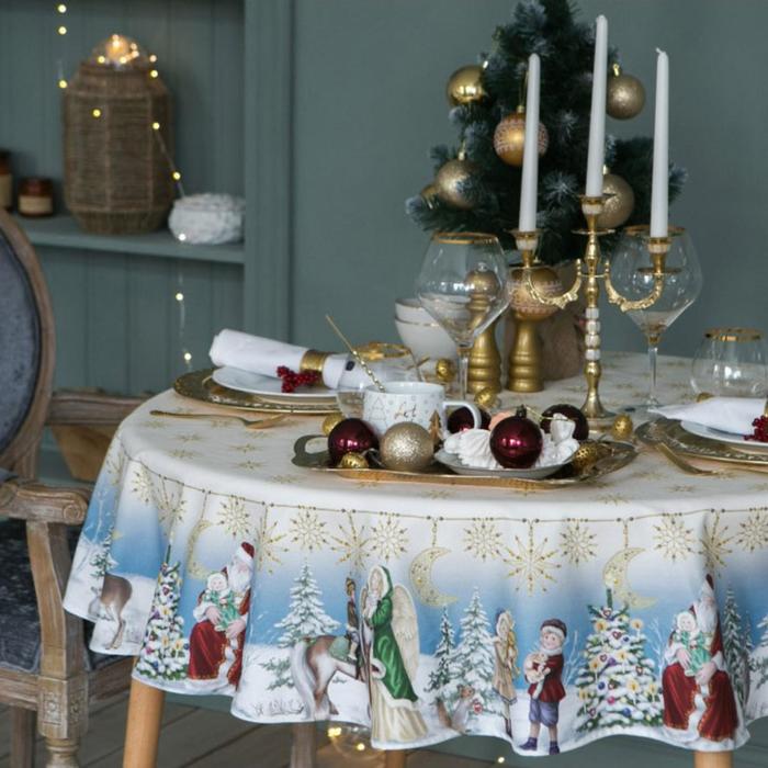 фото Скатерть "этель" christmas time d=220см +/-3 см с гмво, 100%хл, саржа 190 гр/м2 nobrand