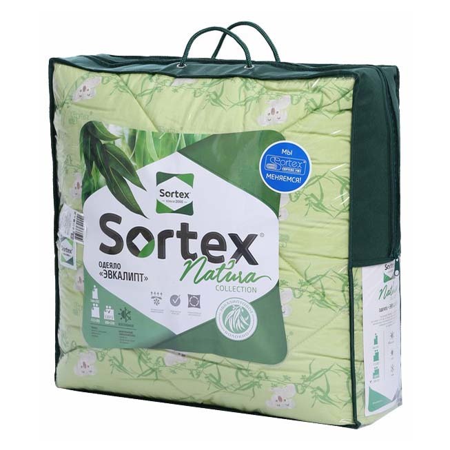 

Одеяло Sortex Эвкалипт 140 х 205 см хлопок всесезонное зеленый 297-762