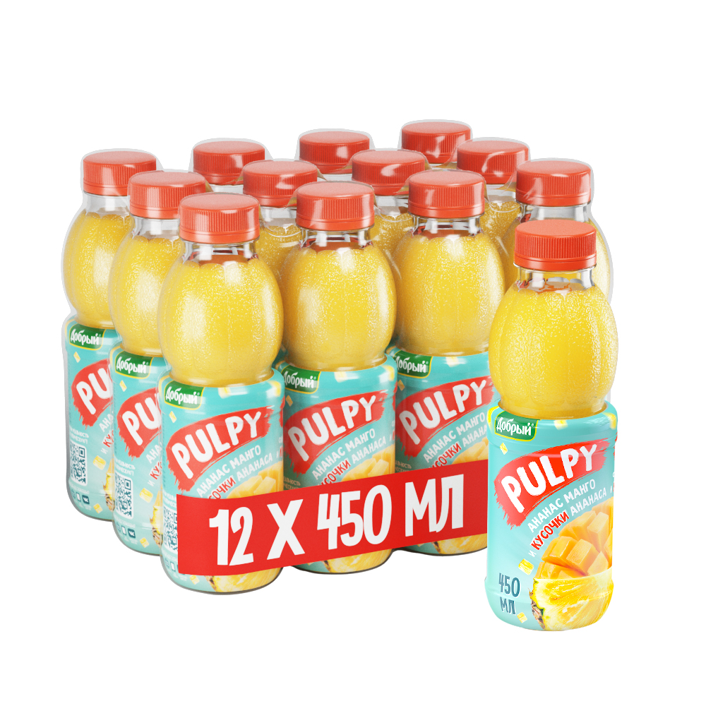 Сок Добрый Pulpy Ананас манго с кусочками ананаса 0,45 л