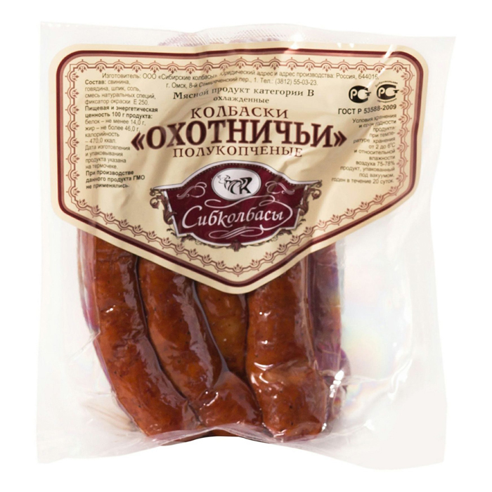 

Колбаски Сибколбасы Охотничьи мини полукопченые 400 г