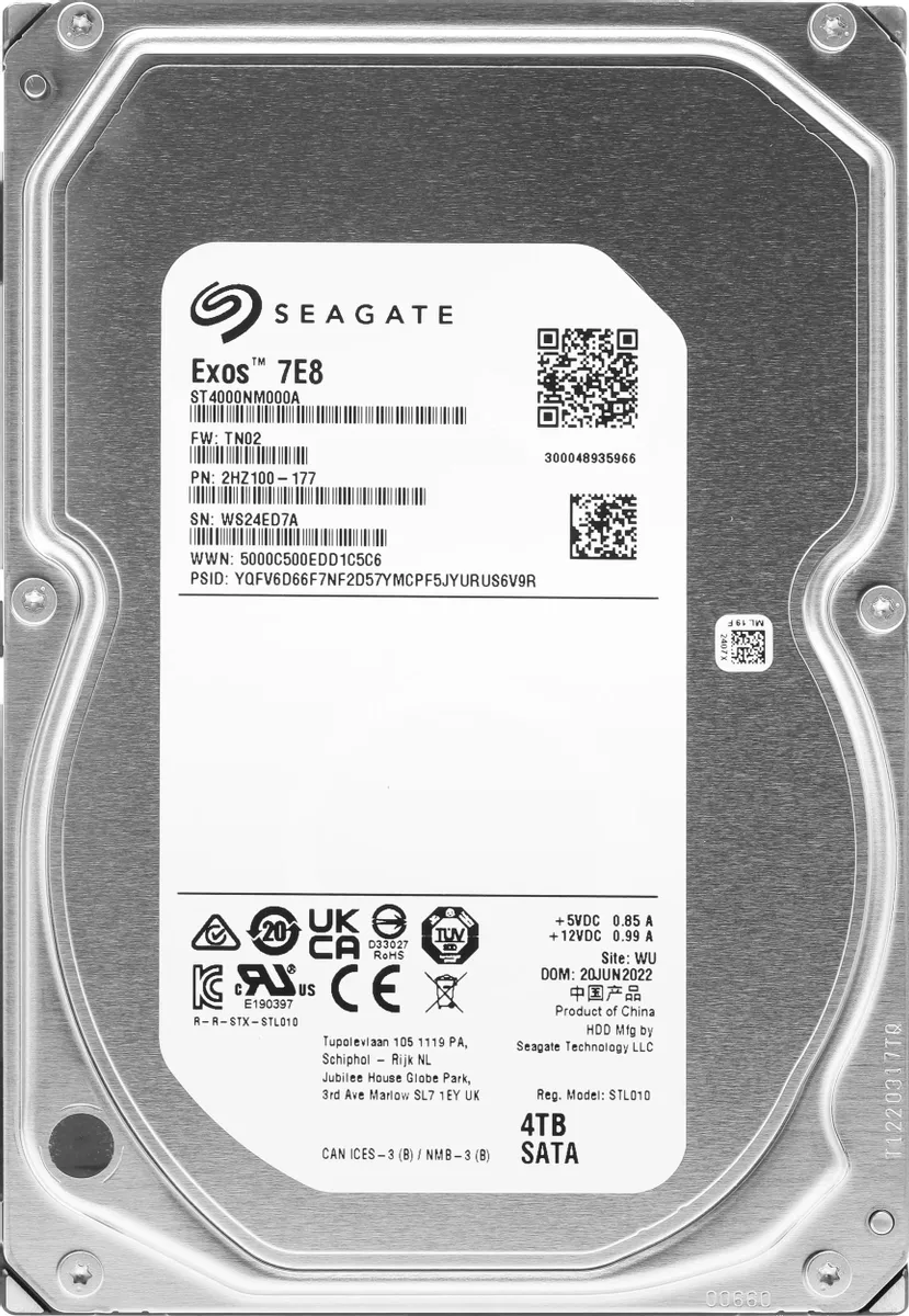 

Жесткий диск Seagate Exos 7E8 4 ТБ (ST4000NM000A), Exos 7E8