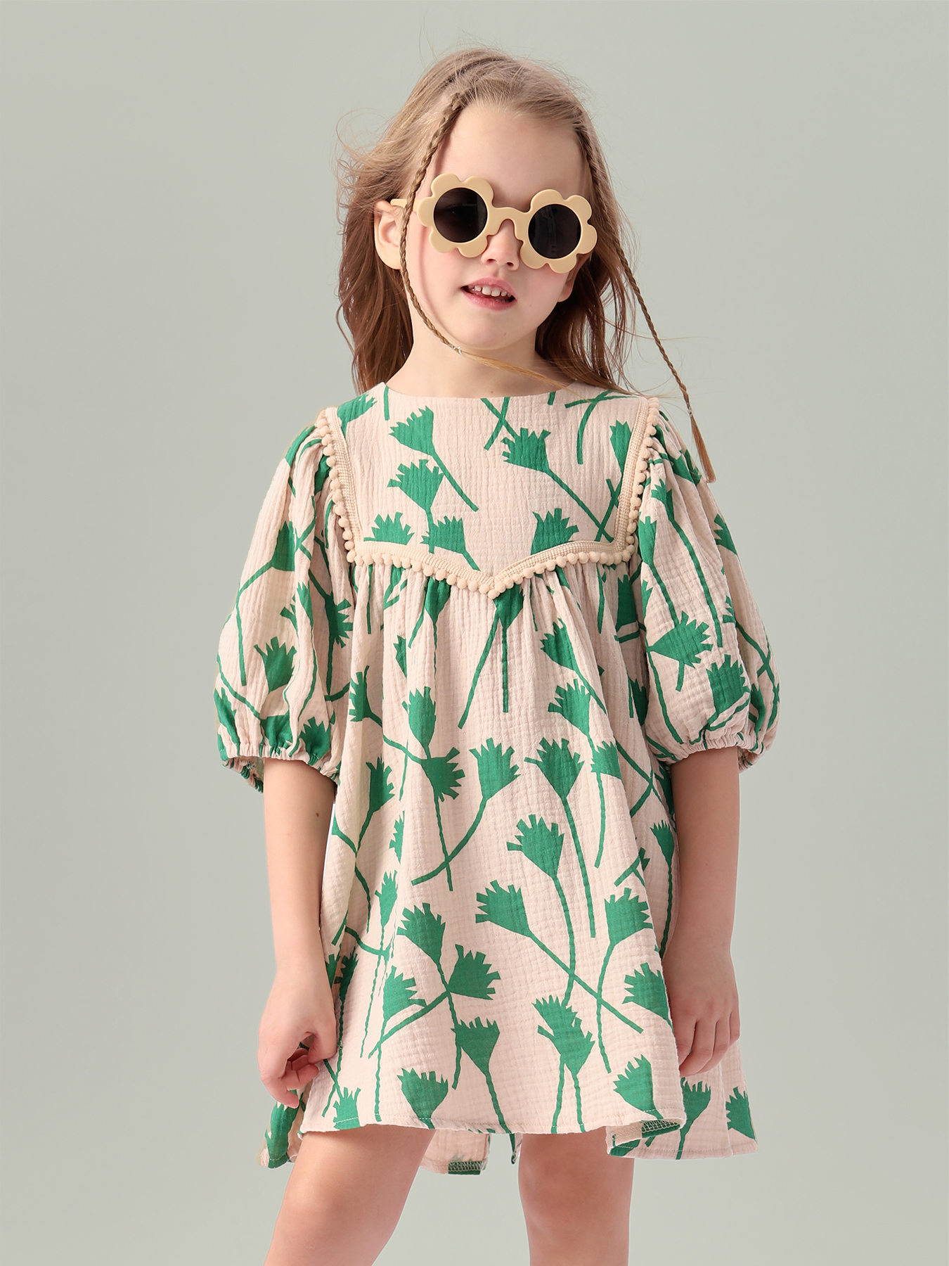 

Платье детское Happy Baby 88132, white&green, 86, Бежевый;зеленый, 88132