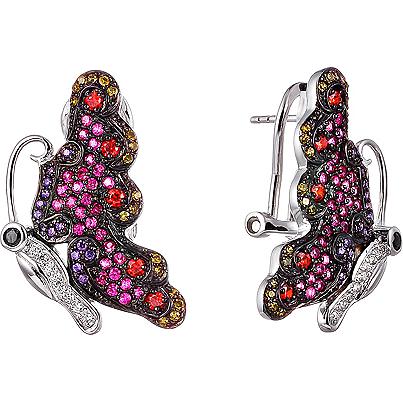 

Серьги женские из серебра Джей Ви PE130114C, фианит, PE130114C