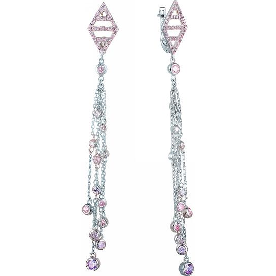 

Серьги женские из серебра Джей Ви TE15040C, фианит, TE15040C