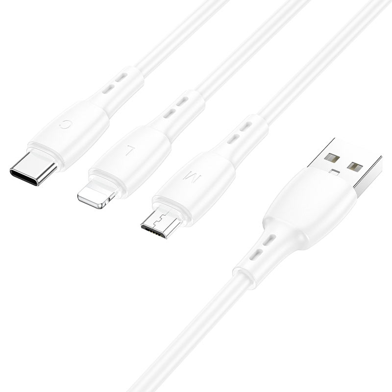 

Кабель BOROFONE BX71 USB - micro USB; Lightning; USB Type-C 1 м, белый, BX71