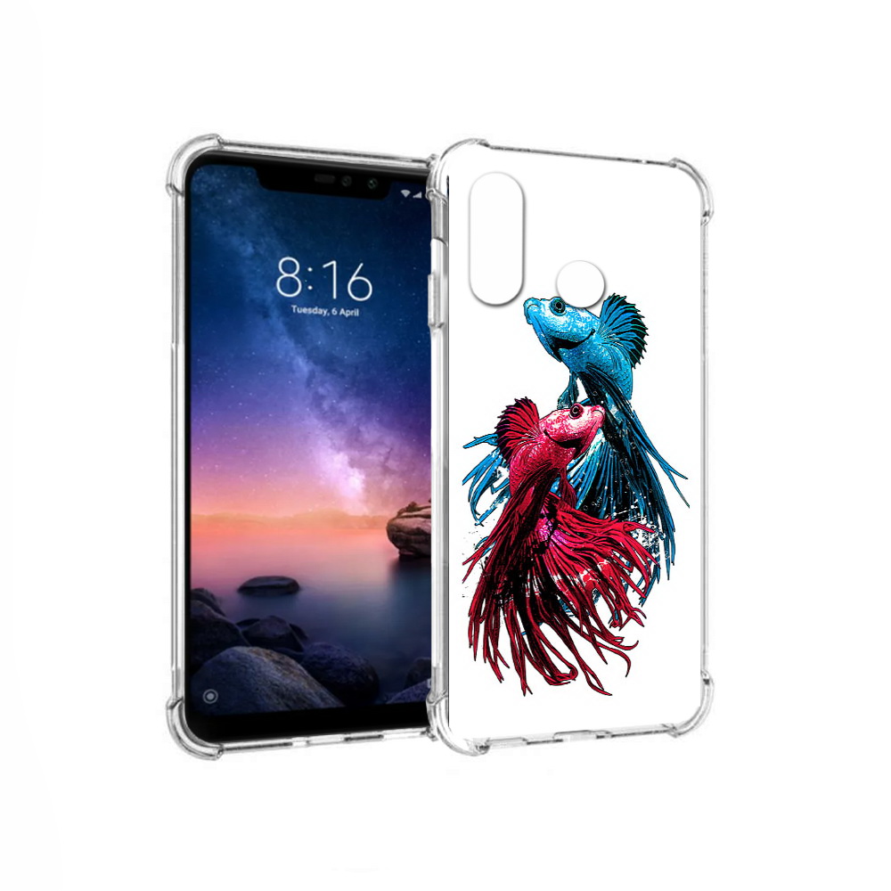 

Чехол MyPads Tocco для Xiaomi Redmi Note 6 рыбы петушки (PT118671.310.592), Прозрачный, Tocco