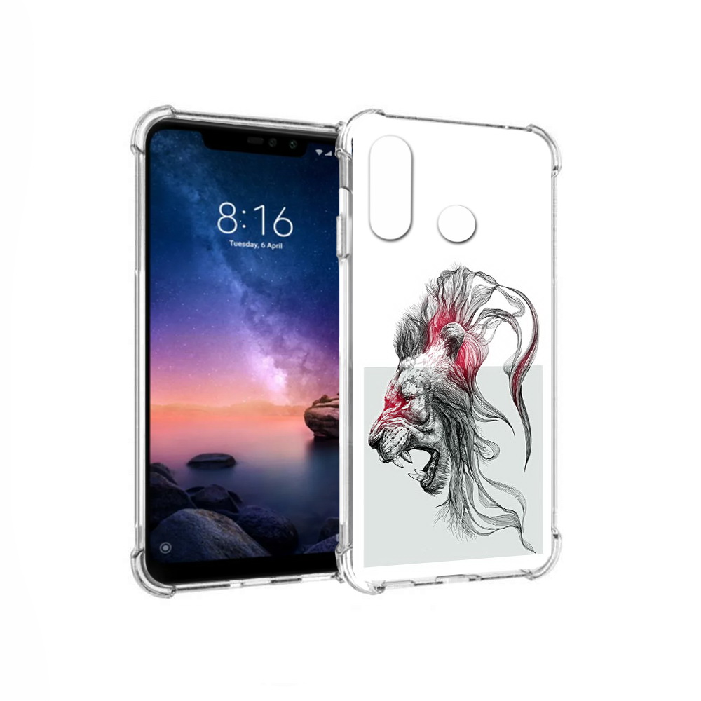 

Чехол MyPads Tocco для Xiaomi Redmi Note 6 разъяренный лев (PT118671.310.576), Прозрачный, Tocco