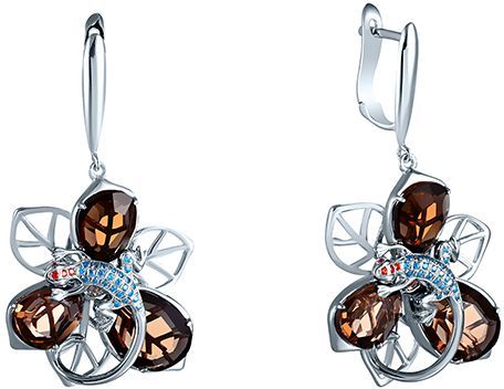 

Серьги женские из серебра Джей Ви KP1484-E, фианит/раухтопаз, KP1484-E
