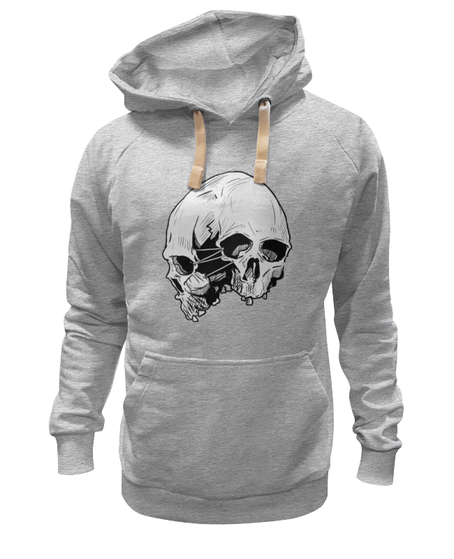 Толстовка унисекс Printio Skull серая S