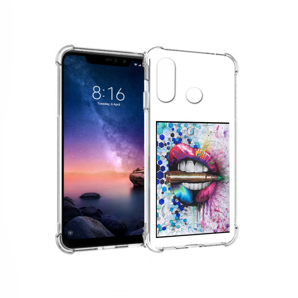 

Чехол MyPads Tocco для Xiaomi Redmi Note 6 разноцветные губы с пулей (PT118671.310.571), Прозрачный, Tocco
