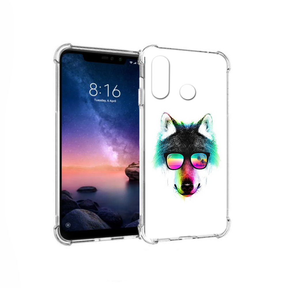 

Чехол MyPads Tocco для Xiaomi Redmi Note 6 радужный волк (PT118671.310.567), Прозрачный, Tocco