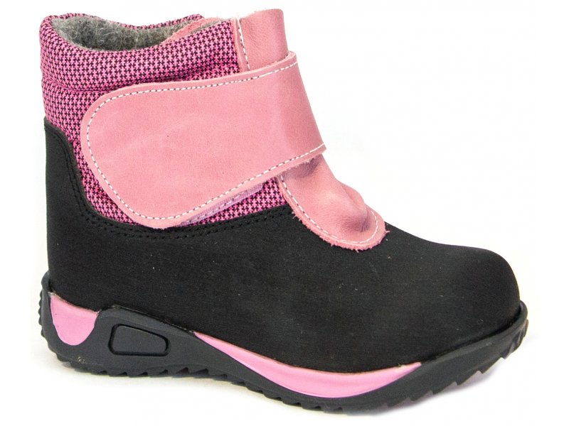 фото Ботинки для девочки скороход черно-розовые р 26