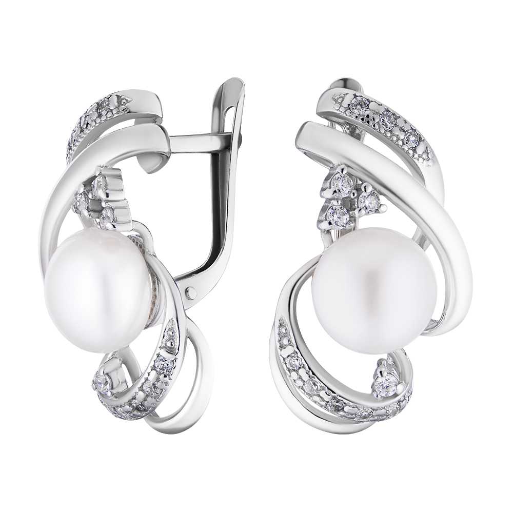 

Серьги из серебра с жемчугом и фианитом ЮВЕЛИР КАРАТ 2124888/9-8,0