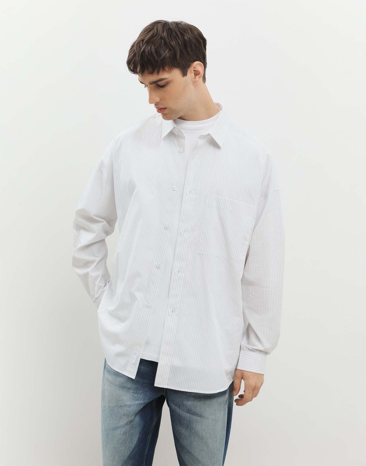 

Рубашка мужская Gloria Jeans BSU000406 белый/серый M/182, BSU000406