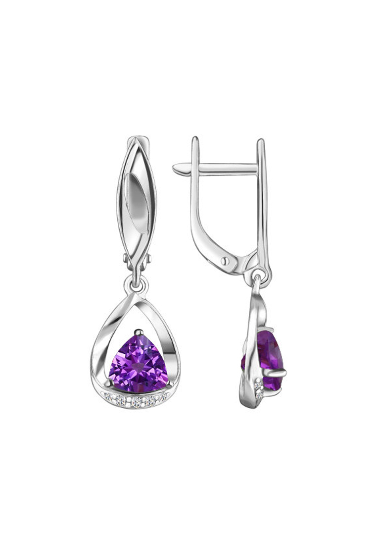 

Серьги из серебра с аметистом/фианитом SOKOLOV 92020612, 92020612_k