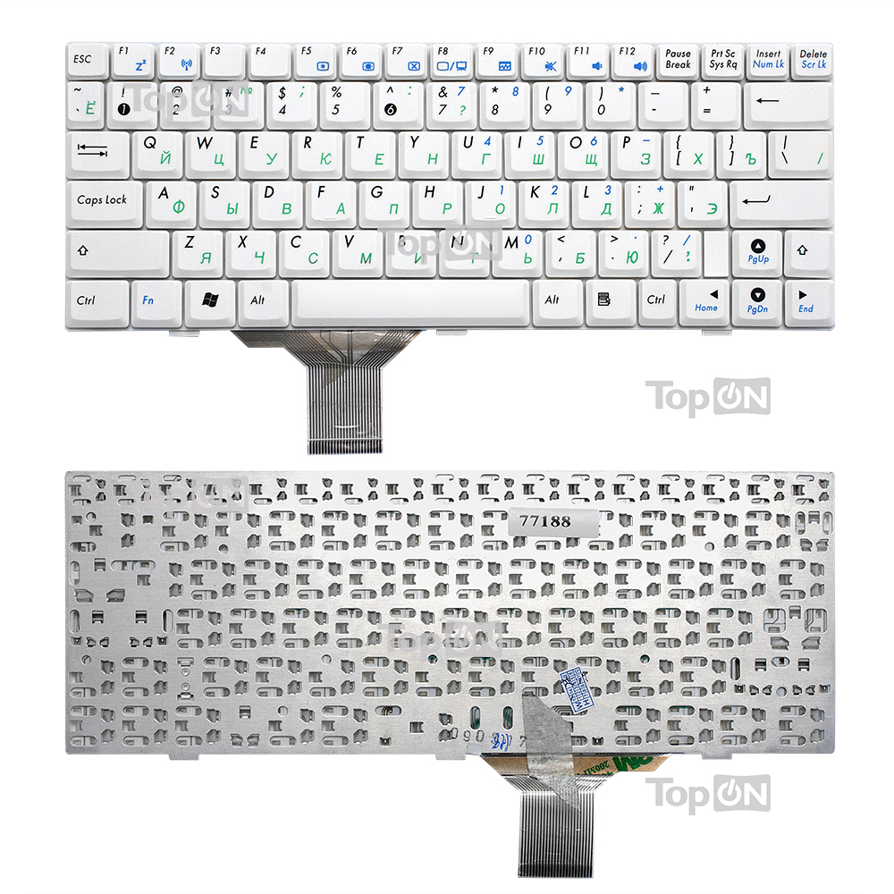 

Клавиатура для ноутбука Asus Eee PC 904H, 905, 1000 Series. Плоский Enter. Белая, без рамк