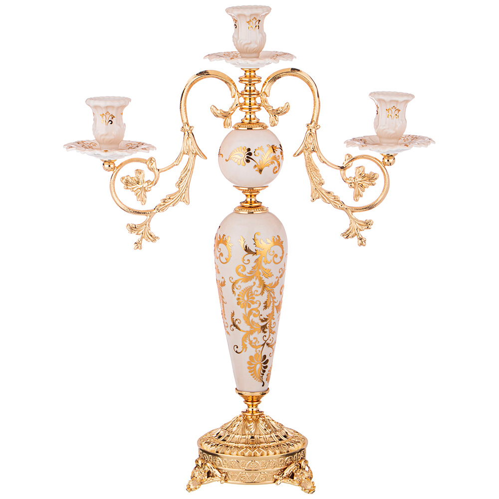 

Канделябр Eleganza 40*14 см высота 52 см, Белый;золотистый, 4382653