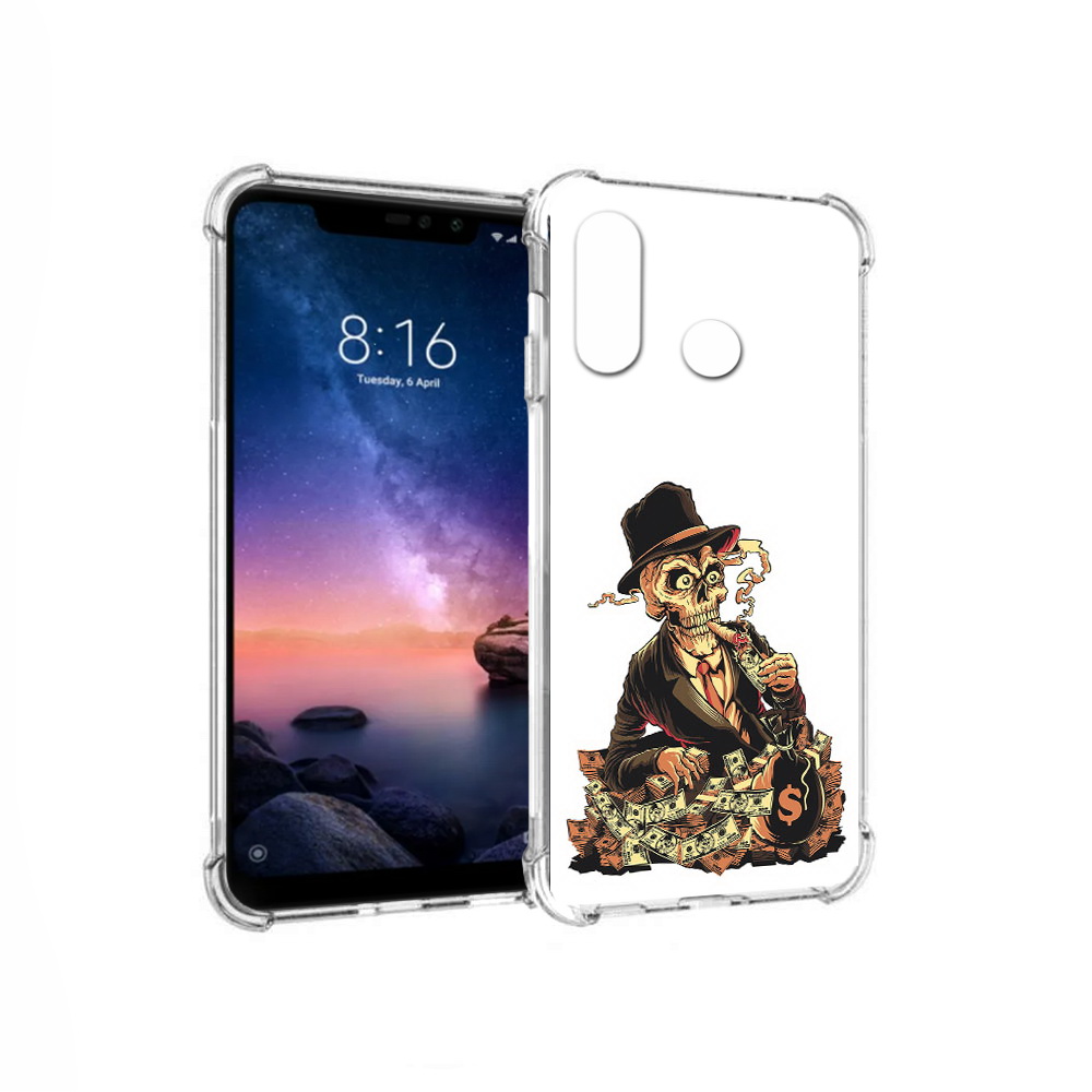 

Чехол MyPads Tocco для Xiaomi Redmi Note 6 нарисованный череп с сигаретой, Прозрачный, Tocco