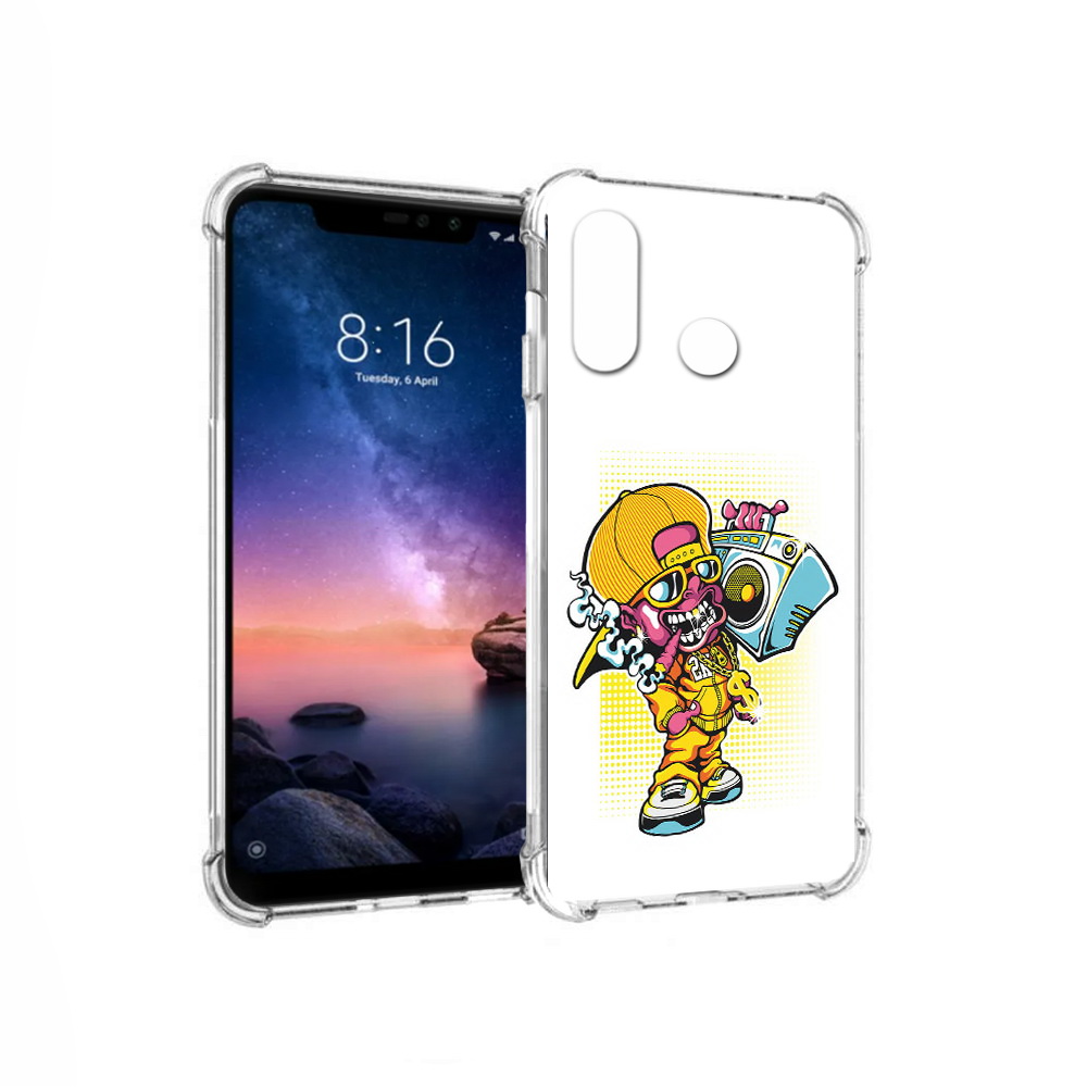 

Чехол MyPads Tocco для Xiaomi Redmi Note 6 нарисованный парень с колонкой, Прозрачный, Tocco