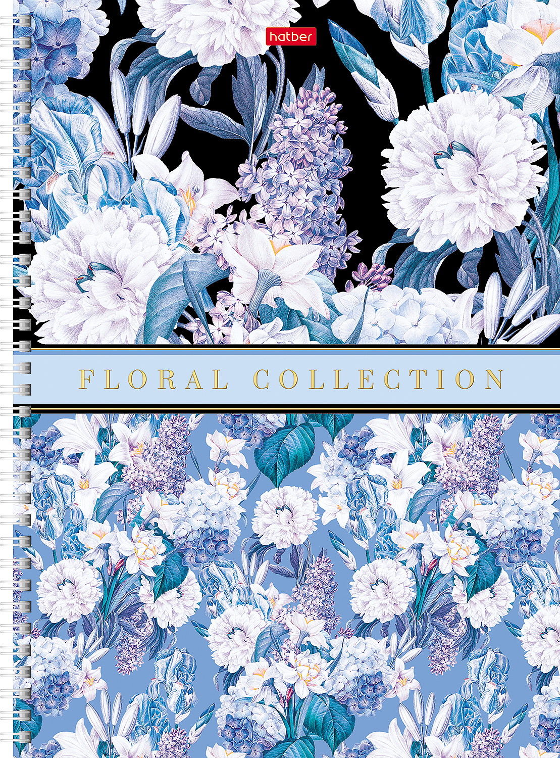 Тетрадь Hatber с твердой обложкой Floral collection 080574, 80 л в клетку А4, гребень
