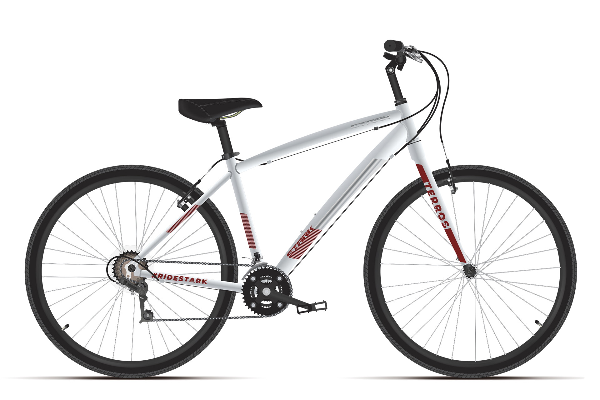 Комфортный велосипед Stark Terros 28.2 V (2024) Белый, Красный, Серый 16